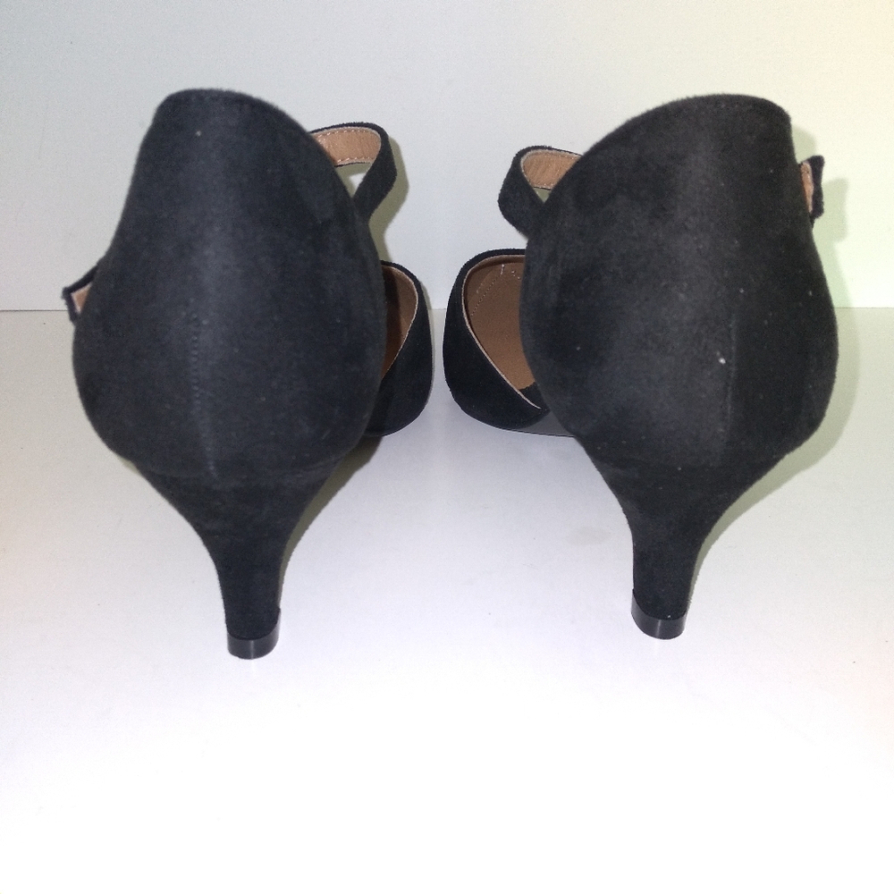 Women's Elegant Black Faux Suede Ankle Strap Kitten Heel Pumps-Size EU 42/US 10 - Picture 6 of 12